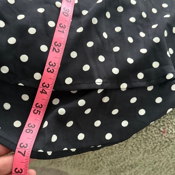 Forever 21 tie neck long sleeves tunic mini dress Black White Polka Dots Sz M - Picture 5 of 8